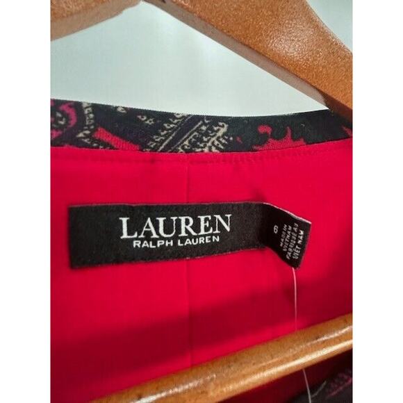 NWT Lauren Ralph Lauren Sheath Dress Paisley Jersey Long Sleeeve Red Multi Sz 6 - Picture 3 of 12